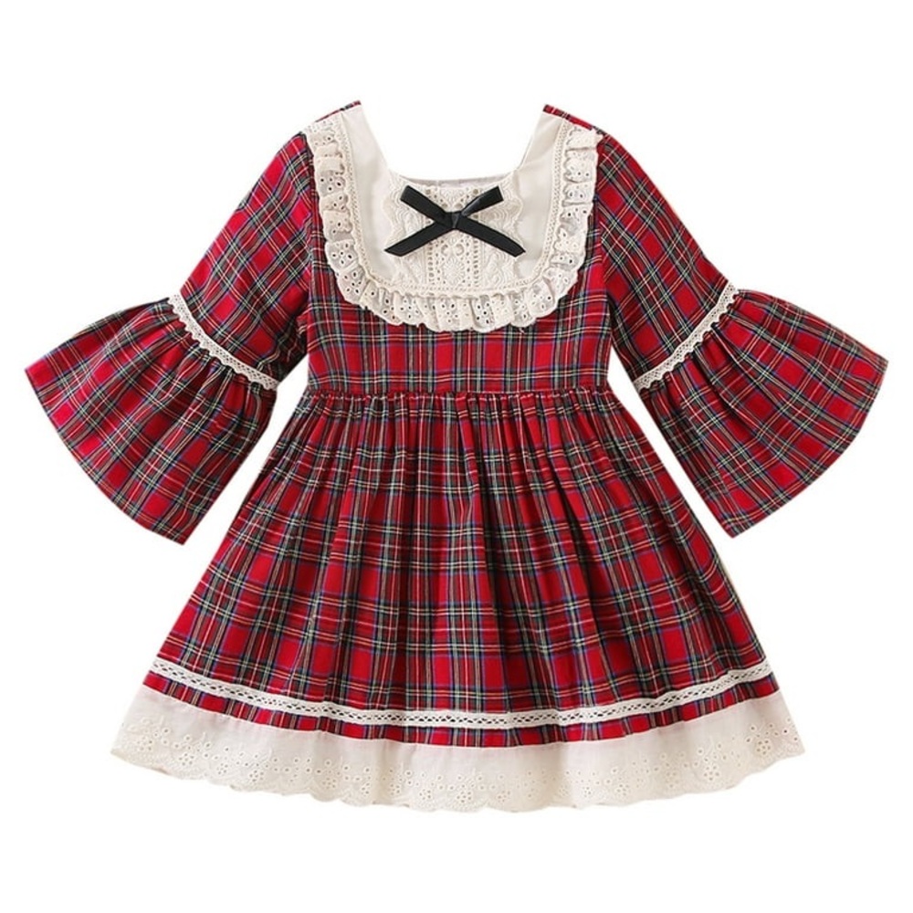 Vintage Style Gingham Plaid Kids Dress